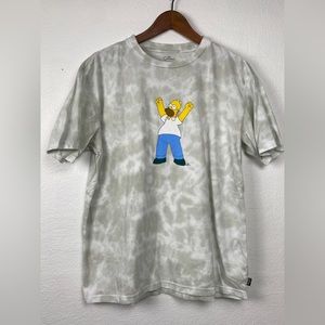 Billabong Mens Simpsons Tye Die T-Shirt Homer Simpson Size Large Green White